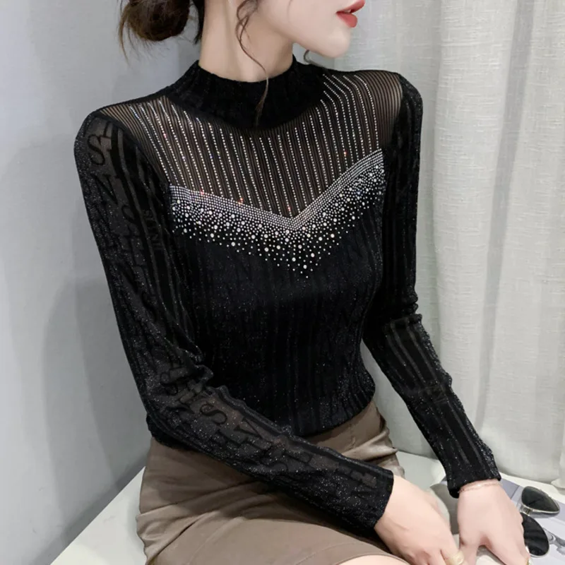 # 4206 Черно-коричневая футболка с длинными рукавами Женская круглым вырезом и