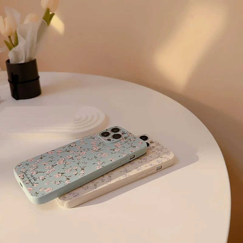 Iphone14/13/12/11pormax Mobile Phone Protective Case All-Inclusive Trend Painted Ins Wind Small Fresh Summer Floral Pattern