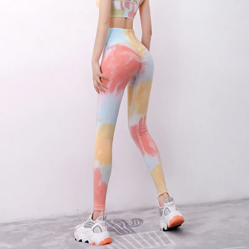 

Tie Dye Leggings Yoga Scrunch Ruched Butt Lifting For Women Compression Booty Workout Sport Yoga Pants High Waist Tummy Control