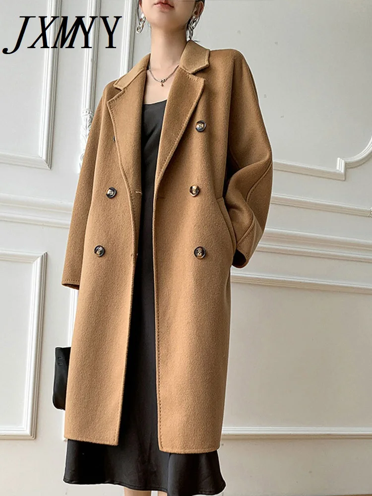 

JXMYY Woolen Coat Thick Women's Mid-length Autumn New Loose Woolen Coat Winter CoatKorean Fashion Wool Coats and Jackets