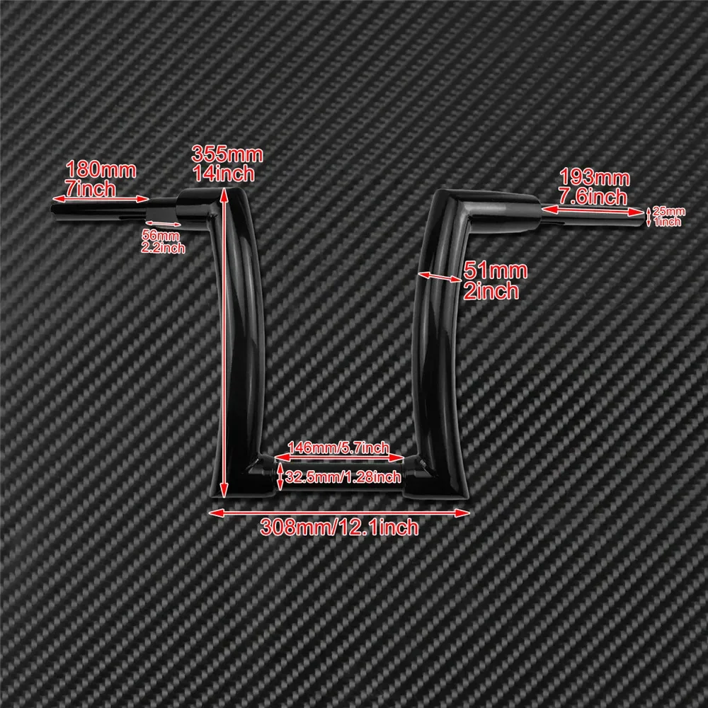 

Мотоциклетный руль 12 "14" 16 "Z Bar Dry Clutch Gloss Black для Harley Softail Night Train Fat Boy FLSTF FXSTC 2015-2020