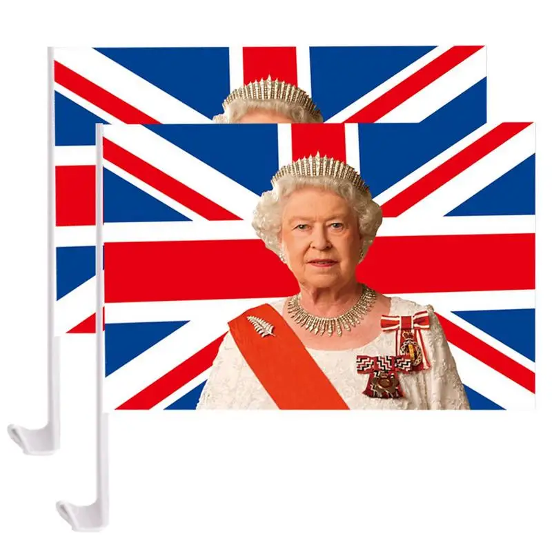 

Мемориальный Автомобильный флаг королевы елианы II 2 шт. флаг Британского союза Джек с флагом Ее Величества Великобритании