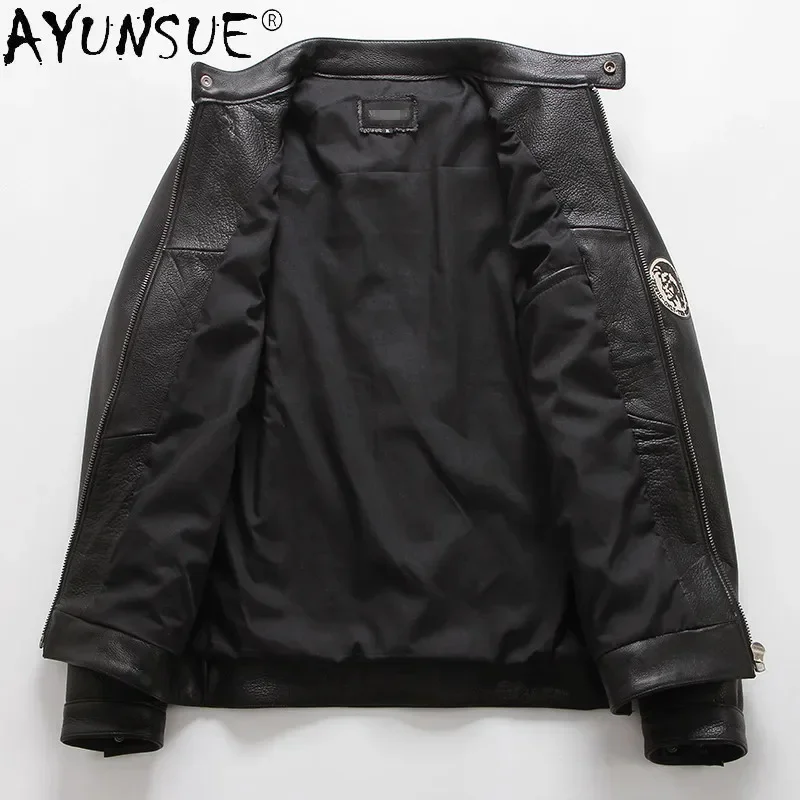 AYUNSUE мужская куртка из натуральной коровьей кожи весенне-осенняя короткая