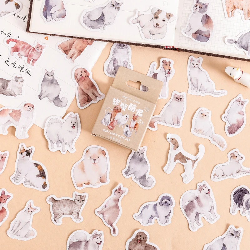 

45PCS Kawaii lazy animal DIY Aesthetic Stickers Decoractive Scrapbooking Accessories Phone Sticky Sticker Flakes for Kids