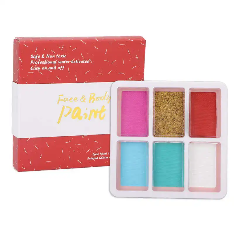 

Children Face Paint Kit Bright Colors Food Grade Hypoallergenic Prevent Fading 6 Color Face Body Painting Palette