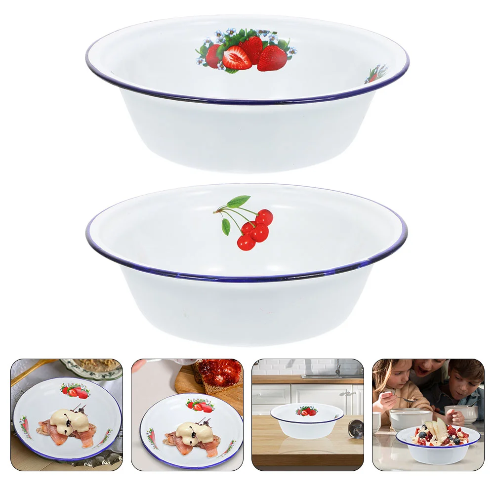 

Kitchen Basin Mixing Bowl: 2pcs Chinese Salad Fruit Bowl Decorative Turkish Serving Noodles Bowl for Kitchen Oil Dessert 16cm