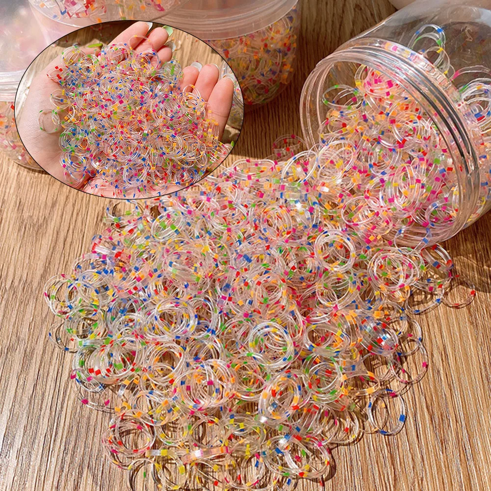 

1000pcs/bag Colorful Rings Hairband Rope Silicone Ponytail Holder Rubber Band Scrunchies Tie Gum Girls Hair Accessories