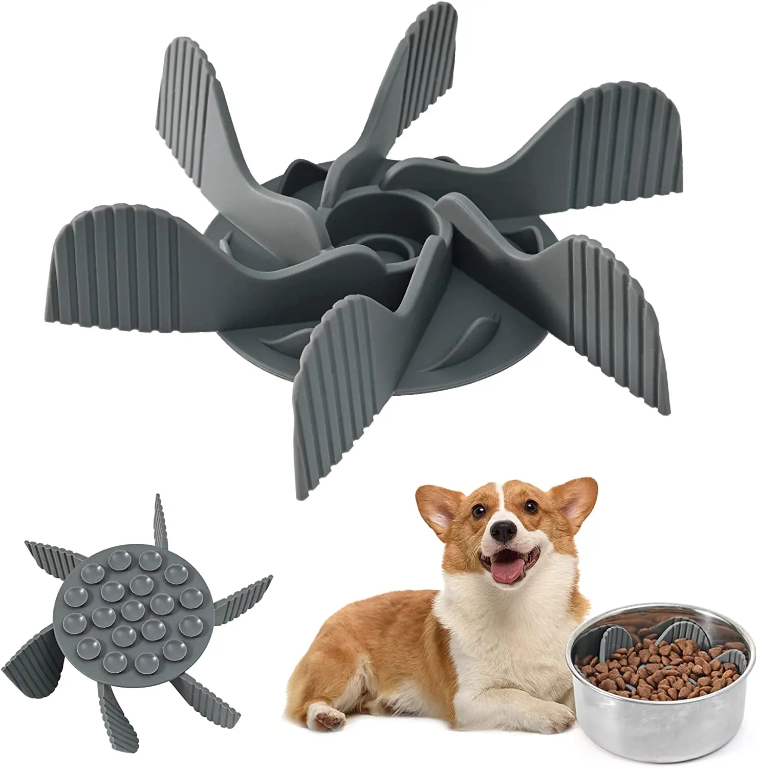 

ATUBAN Dog Bowl Slow Feeder, Cuttable Slow Feeder Insert with Strong Suction Cup, for Dog Bowl, Help Dog Cat Slow Down Eating