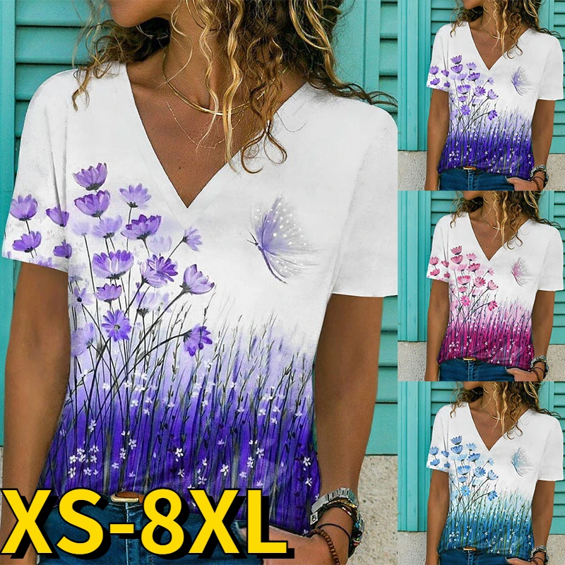 

Floral Women's T-Shirt Top Summer Daily Casual Round Collar Regular T-Shirt Fashion Shirt Short Sleeve Temperament Tee Shirt