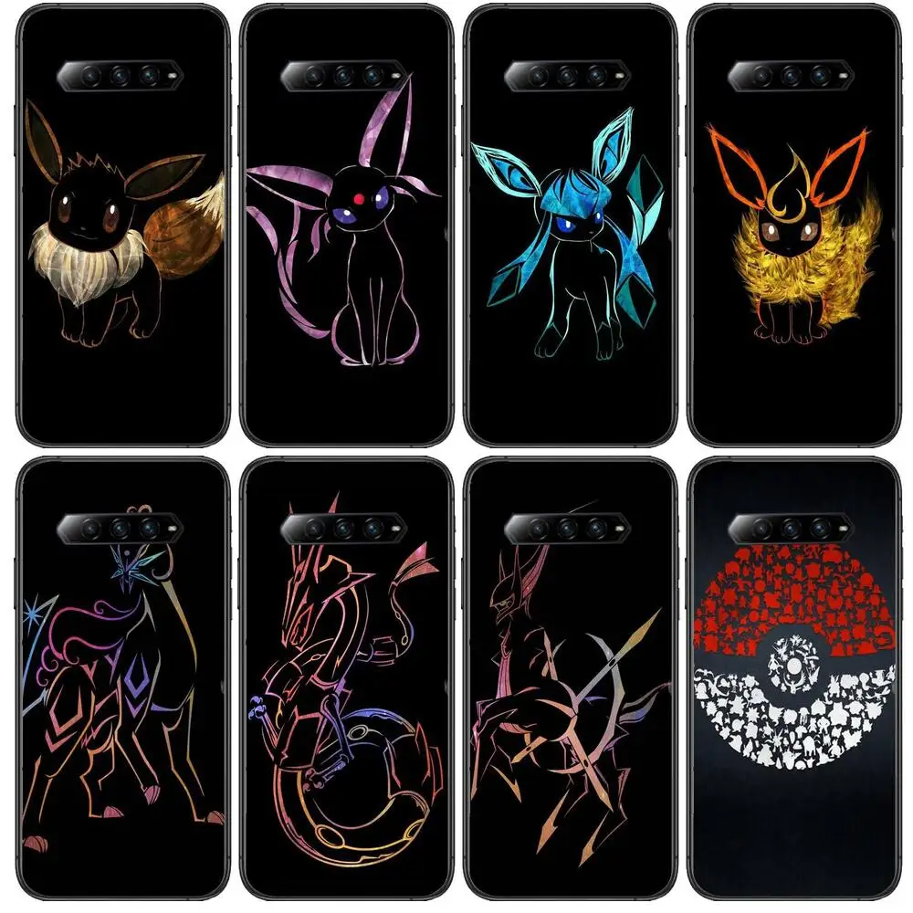 

Black Pokemon Eevee Phone Case For xiaomi redmi Black Shark 4 Pro 2 3 3s Cases Helo Black Cover Silicone Back Prett mini cover f