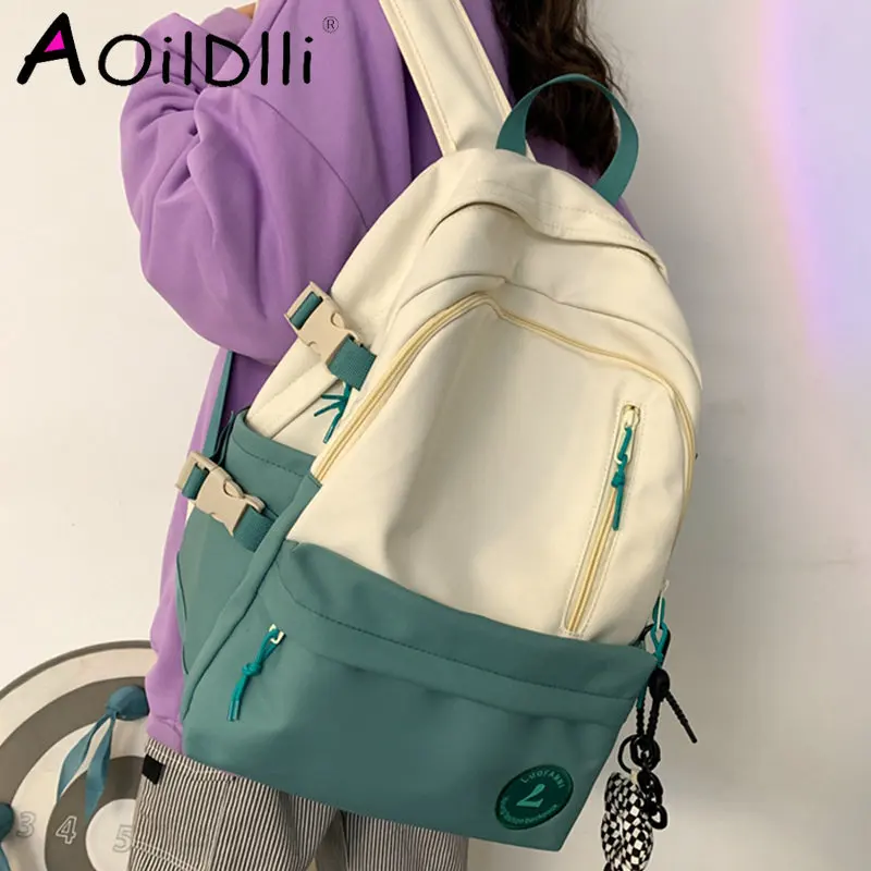 

College Student Ladies Cute Backpack Large Women Female Harajuku School Bags Book Kawaii Backpack Nylon Girl Trendy Bag Fashion
