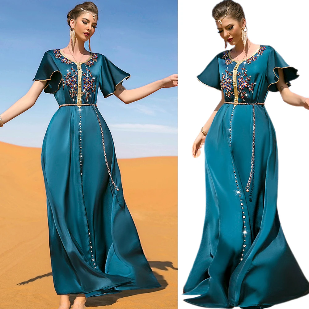 Рамадан атласное Африканское платье для женщин Abaya разразразы раньше мусульманское длинное вечернее платье женское длинное платье