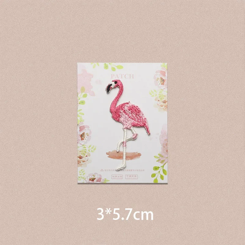 1 Piece Embroidered Flamingo Patch for Kid's Clothes DIY Decoration Animal Repair Hole Big and Small Size