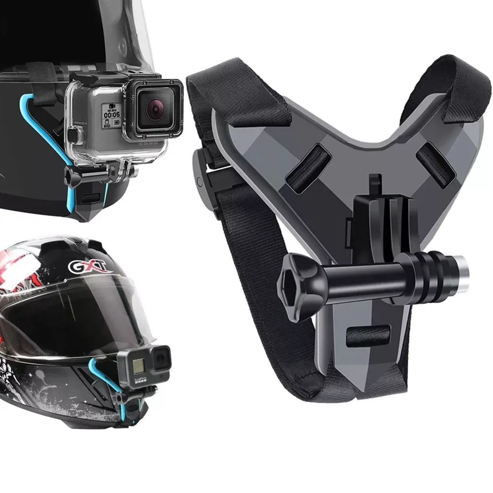 

Helmet Strap Mount For Gopro Hero 9 8 7 6 5 4 3 Motorcycle Yi Action Sports Camera Mount Full Face Holder Accessories