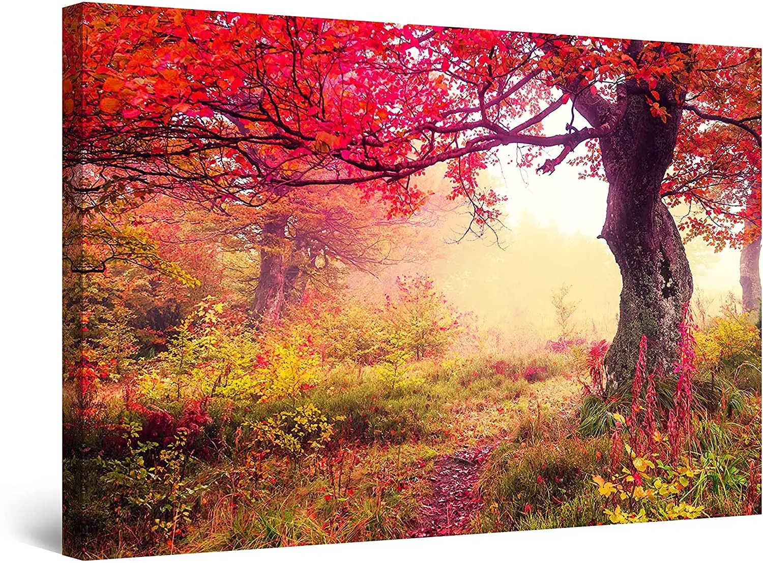 Животное холст стена искусство Сказочный Landcape в красном лесу|Рисование и