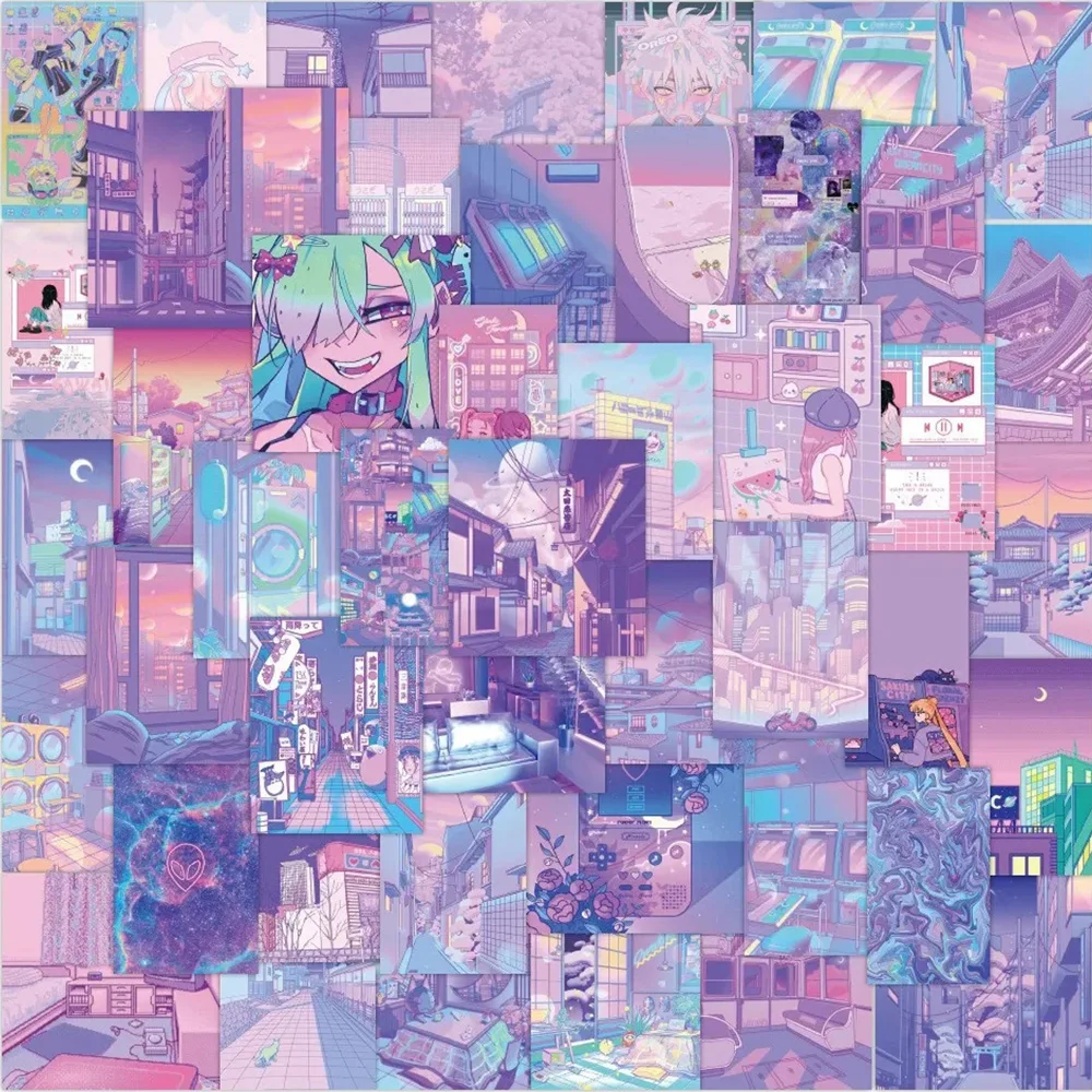 

10/30/60PCS Holographic Laser Aesthetic Stickers Kawaii Girls Decals DIY Luggage Diary Phone Case Cute Cool Cartoon Sticker Pack