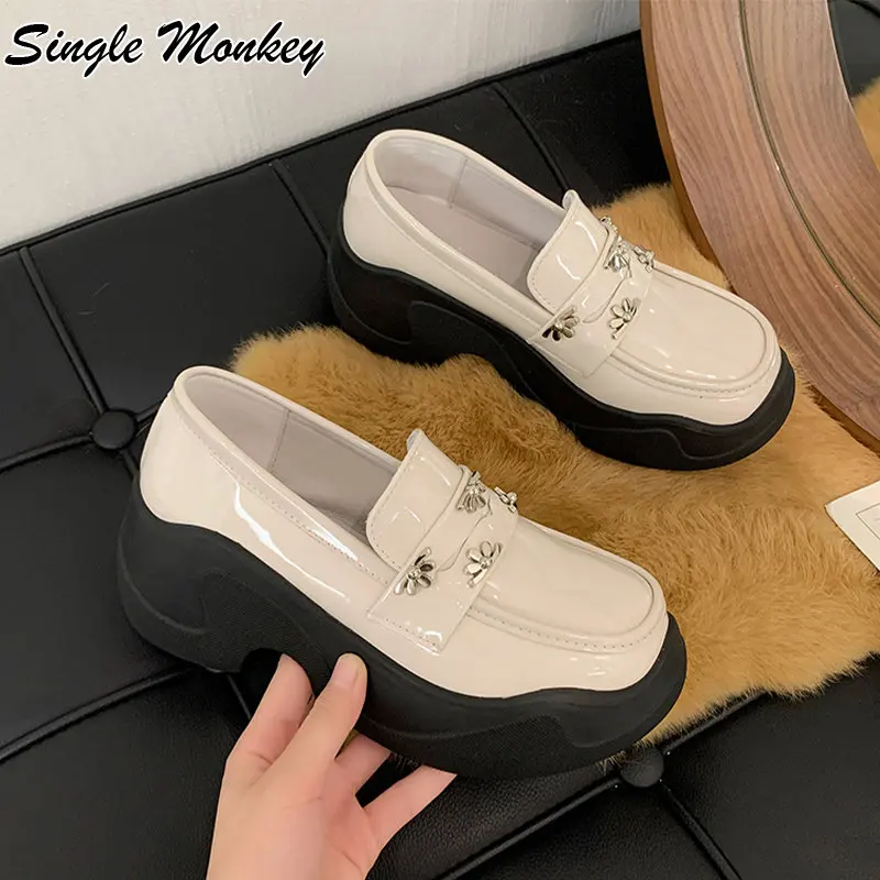 

Женская обувь на платформе, дизайнерская обувь из искусственной кожи с квадратным носком, весна-осень 2023, новая классическая обувь в стиле "...