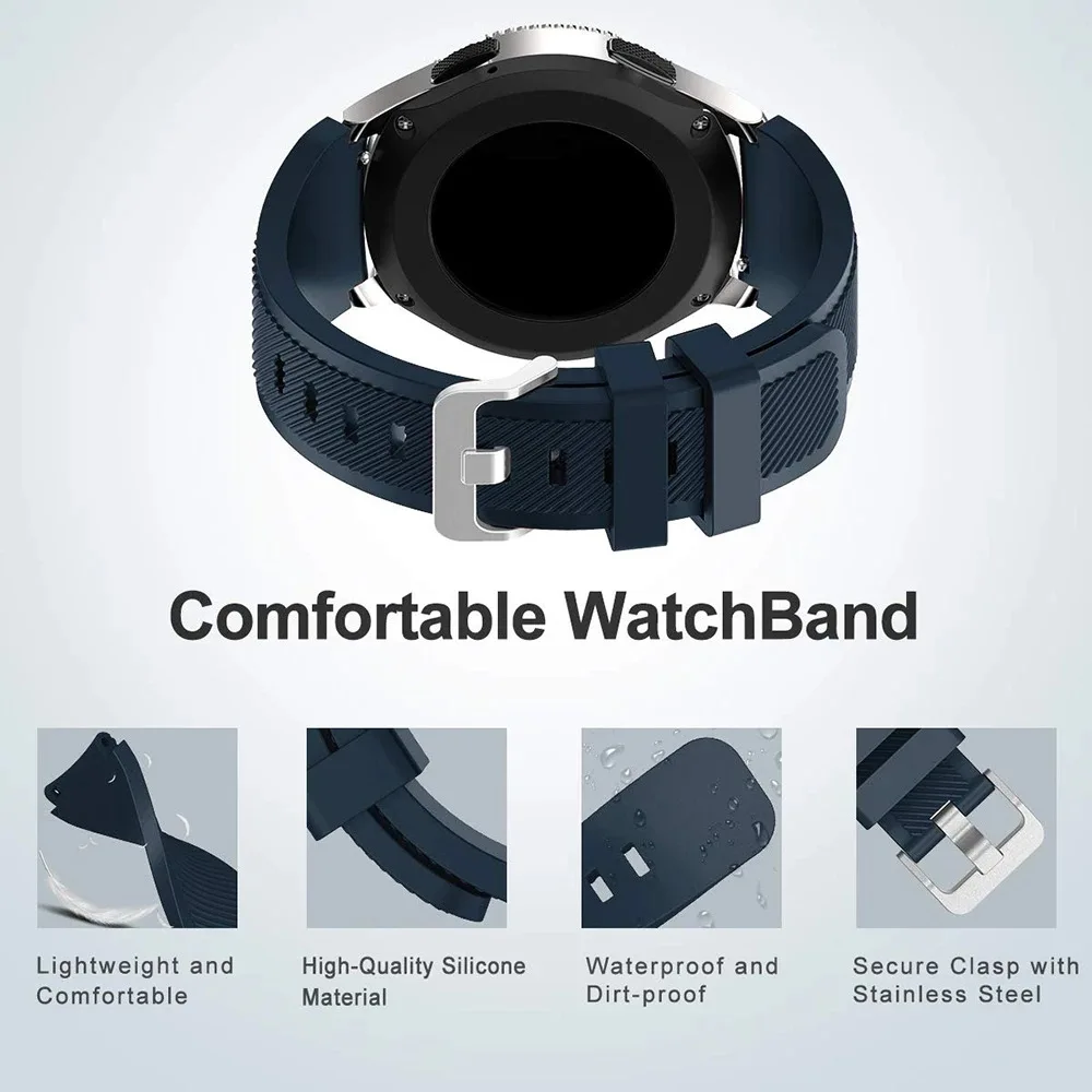 22mm Silicone Strap for Samsung Galaxy Watch 46mm Gear S3 Classic/S3 Frontier/Huawei Watch 3/GT2 46mm for Amazfit GTR /Pace Band