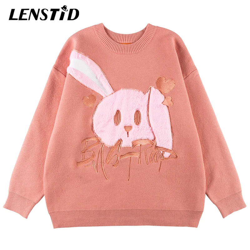 

Женский Зимний вязаный джемпер LENSTID, свитеры в стиле хип-хоп, Милая женская уличная одежда с вышивкой, Модные Повседневные пуловеры в стиле Х...