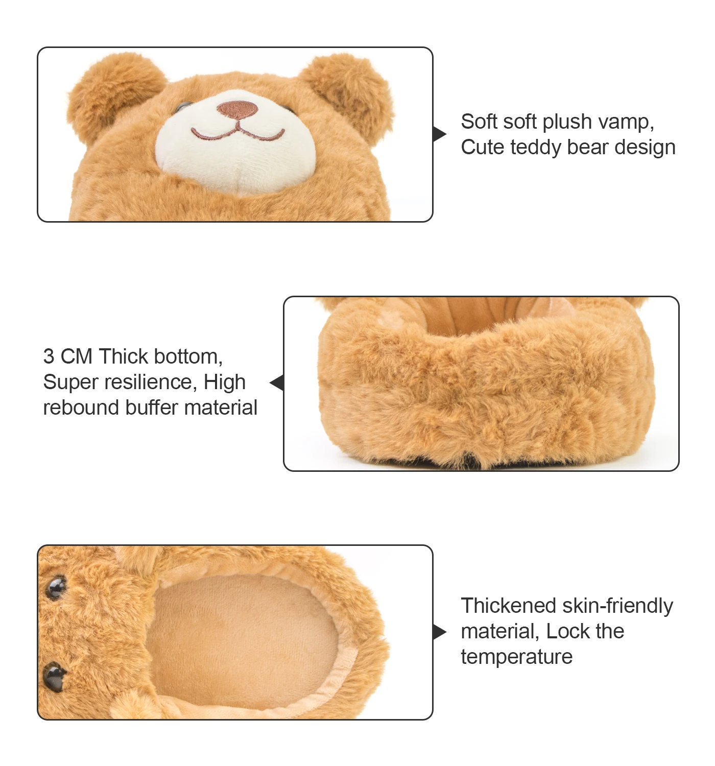 Womens Cute Bears Slippers Warm Fuzzy House Slipper Animal Slippers Home Fluffy Bear Slippers for Women Men Brithday Gifts Gift