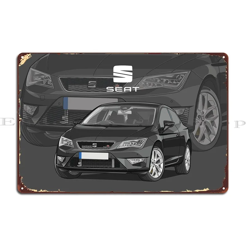 Seat Leon Fr Black Metal Signs Design Garage Plaques Printed Wall Mural Tin Sign Poster