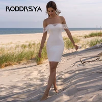 2022 simple white wedding dress for women sweetheart off the shoulder tight fitting short satin bridal gown custom made civil