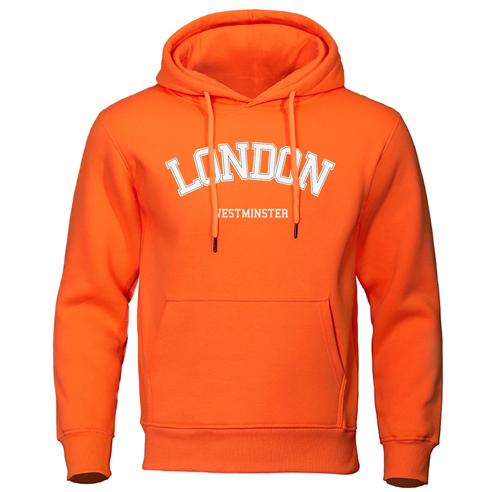 

London Westminster Street Letter Printing Mans Clothing Fleece Soft Hoodie Autumn Oversize Hoodies Casual Sports Female Hoodies