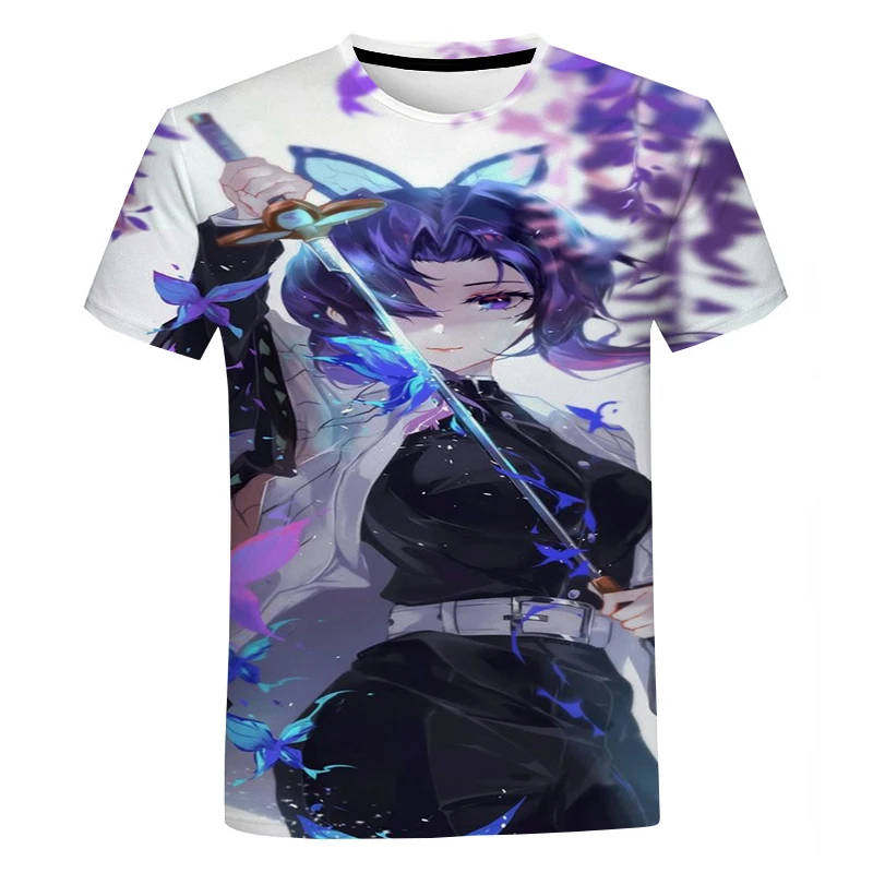 

New Demon Slayer Kochou Shinobu 3D Printed T Shirt Men and Women Casual Harajuku T Shirt Fashion Streetwear Tops