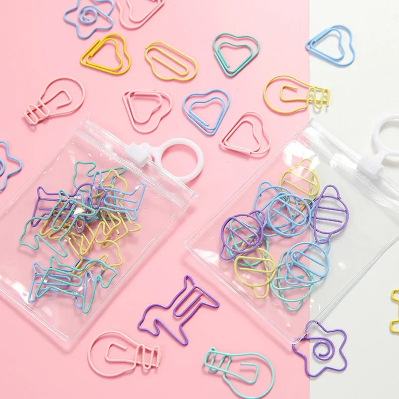

Tickets Binder Stationery Office Metal Clear Star Paper Clips Letter Mini Cute Kawaii Photos Pig Notes Accessory 10pcs/pack Love