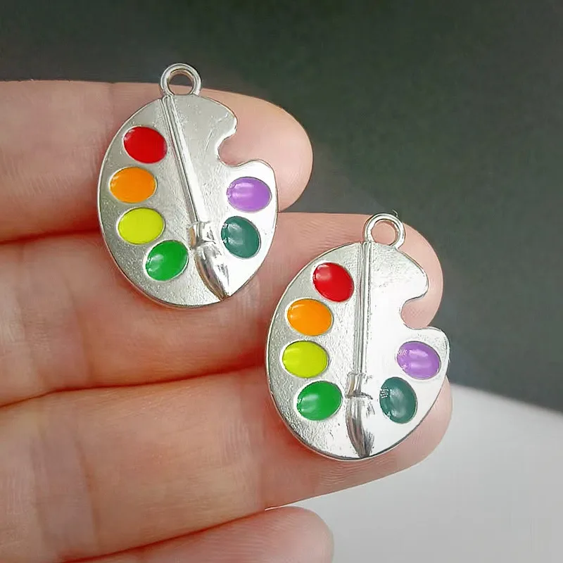 

10pcs Bright Artist Palette Charms 25x18mm Tibetan Silver Plated Pendants Antique Jewelry Making DIY Handmade Craft