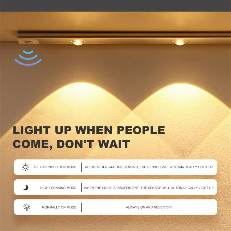 

LED Smart Lamp Motion Sensor Closet Light Led Kitchen Cabinet Light USB Rechargeable Light Bedroom Home Decor Wireless Led Light