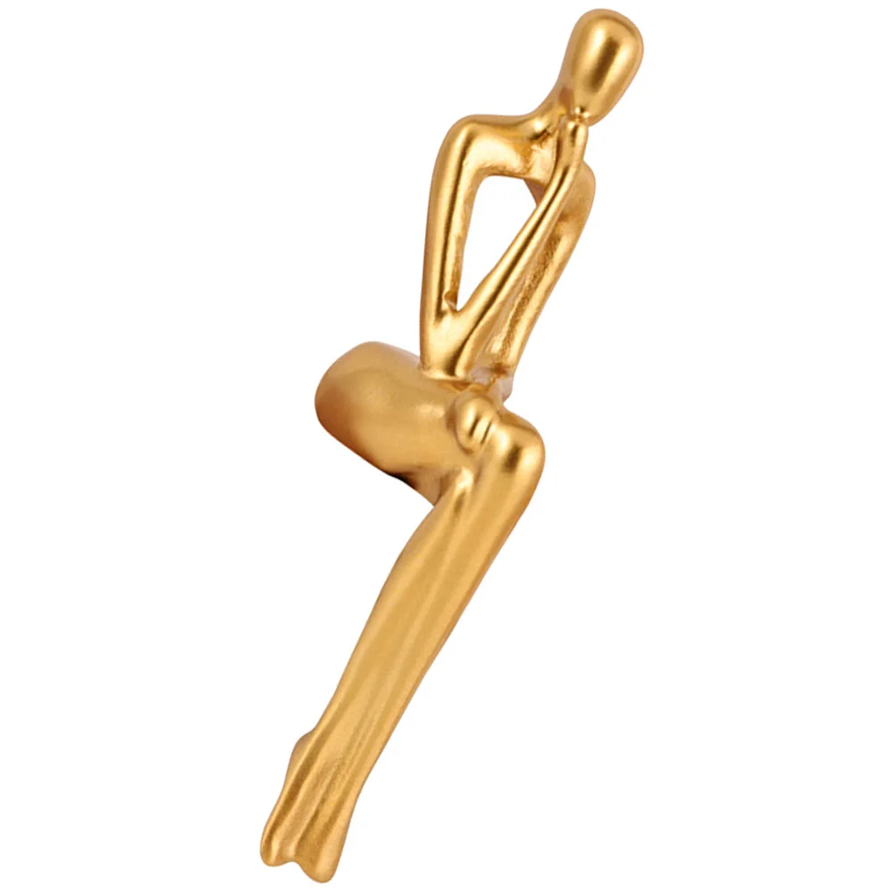 

Sitting Thinker Statue Abstract Sculpture Bookshelf Decor Resin Figurine for Home Office