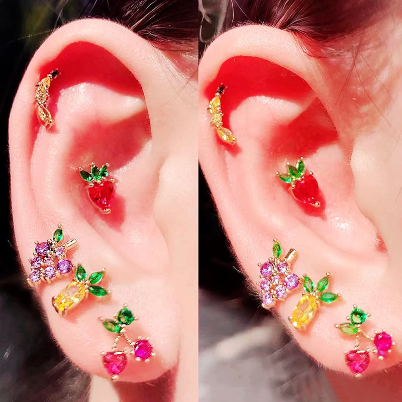 

Women CZ Zircon Ear Pierc Studs on Cartilage Helix Earrings Conch Tragus EarLobe Ring 20g Jewelry Piercing Ear Decoration Korean