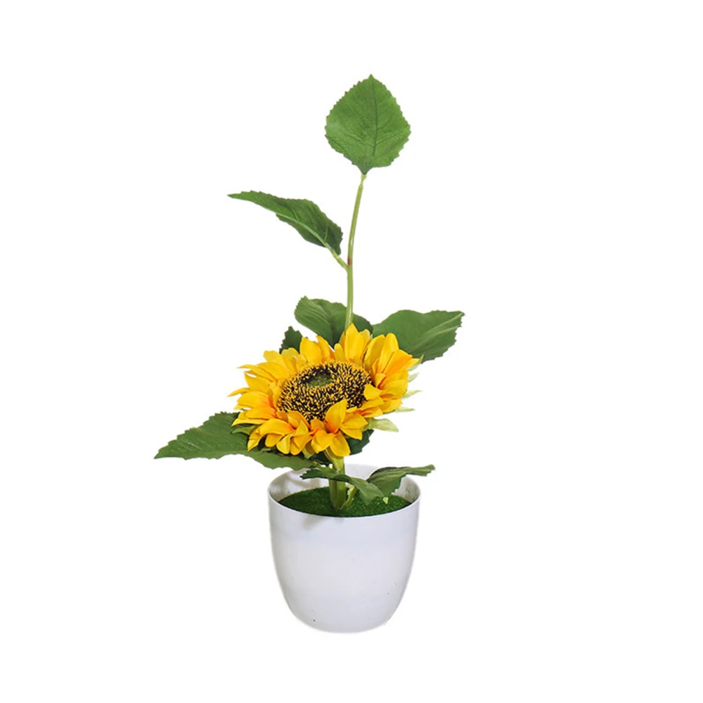 Decorative Ornaments Sunflower With Flowerpot Fake Potted Artificial Flowers Beautiful Table Decoration Colorless Landscaping | Дом и сад