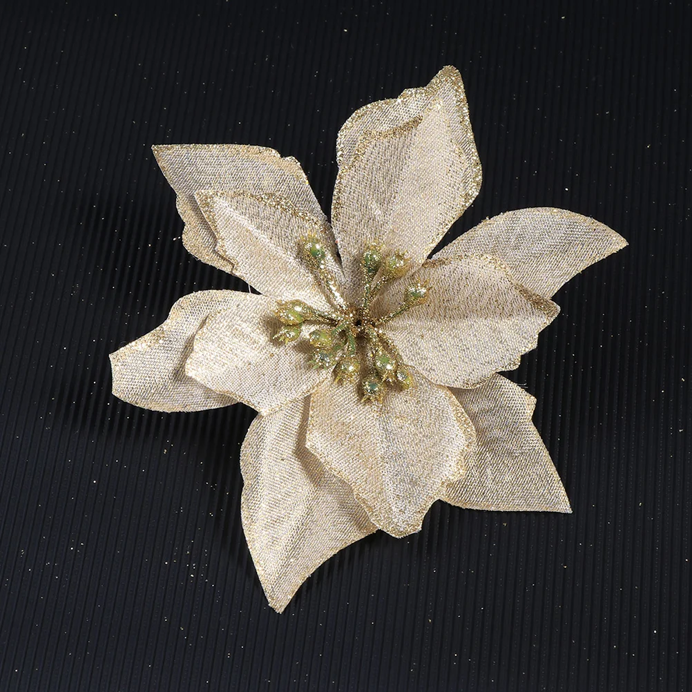 

Poinsettia Christmas Flowers Artificial Decorations Tree Fake Flower Glittersilver Decorativeornaments Mini Blue Poinsettias