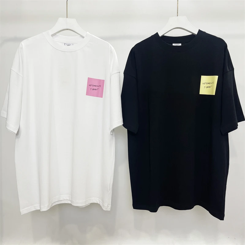 

Summer new Vetements Post-it note Signature Printing T-shirt Men Women Top Quality Oversized Vintage VTM T Shirt Tees