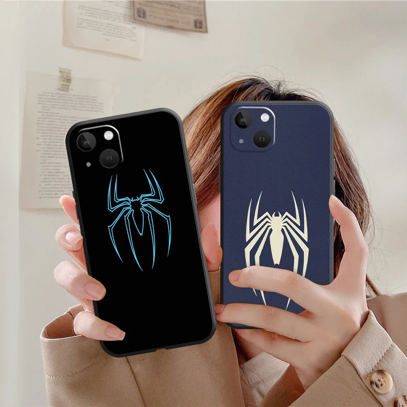 

For iPhone 11 12 13 Pro Max Mini X XR 7 8 Plus SE 2022 Silicone Soft Phone Case Spider Pattern New Full Lens Protection Cover