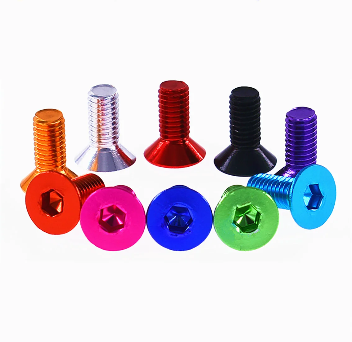 

2pcs M6*8/10/12/15/20/25/30/40mm Colourful Flat Head Hex Hexagon Socket Screws 7075 Aluminum Alloy Countersunk Allen Bolts