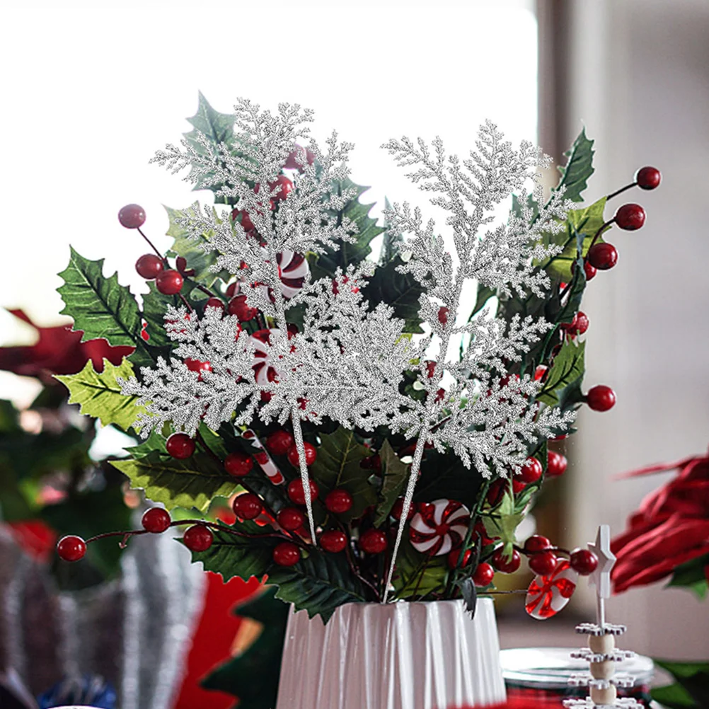 

6 Pcs Party Layout Fake Xmas Wedding Table Decoration Decorative Items Wreath DIY Photo Prop Artificial Stems Tree