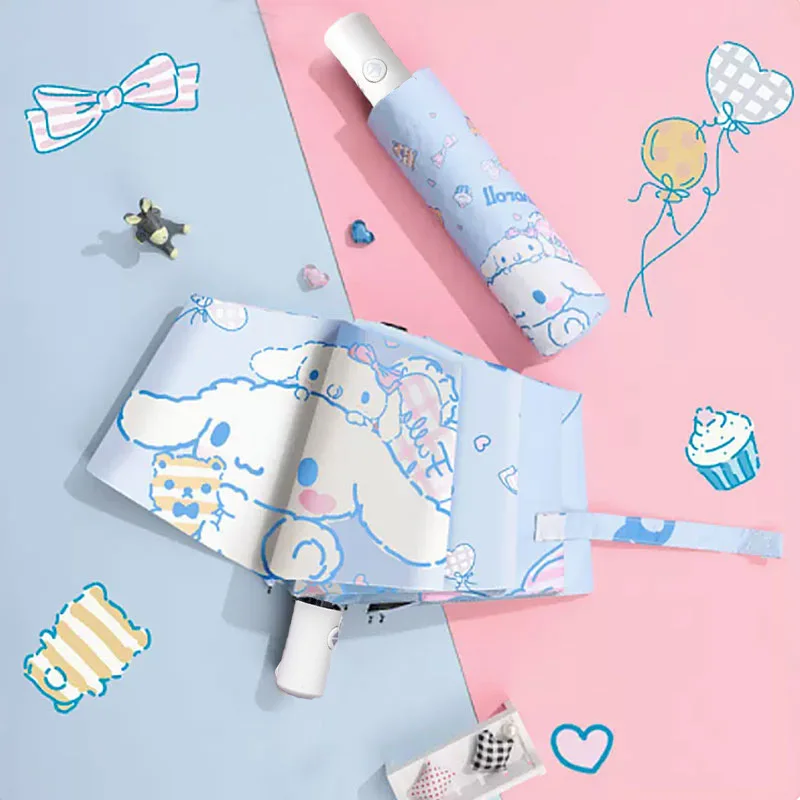 

Anime Kawaii Sanrioed Umbrella Cinnamoroll Kuromi Printing Folding Girl Children Sun Protection Ultraviolet Light Portable Gift