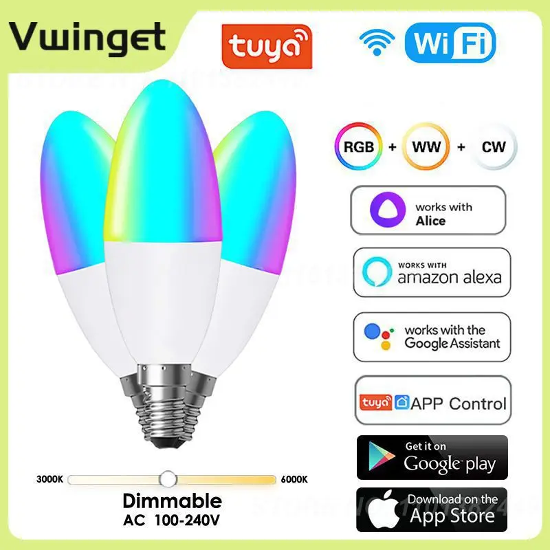 

Wifi Smart Light Bulb Diy Color Dimmable Dimmable Tuya Smart Lamp Led Bulbs With Alexa Google Home Alice Candelabra Lamp