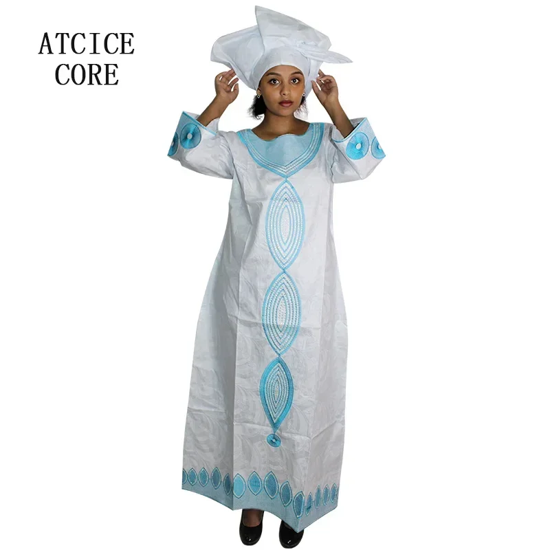 Африканские платья для женщин Bazin Роскошное дизайнерское длинное платье с