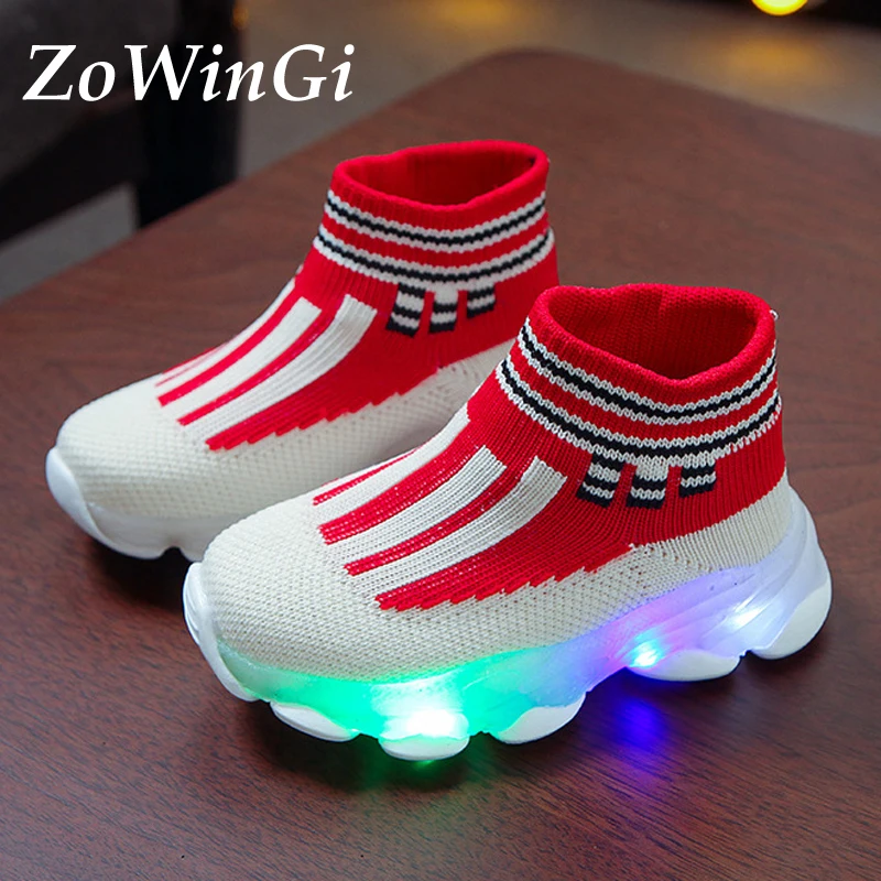 

Детские кроссовки с подсветкой, дышащие сетчатые, для мальчиков и девочек, детская обувь, размеры 21-30