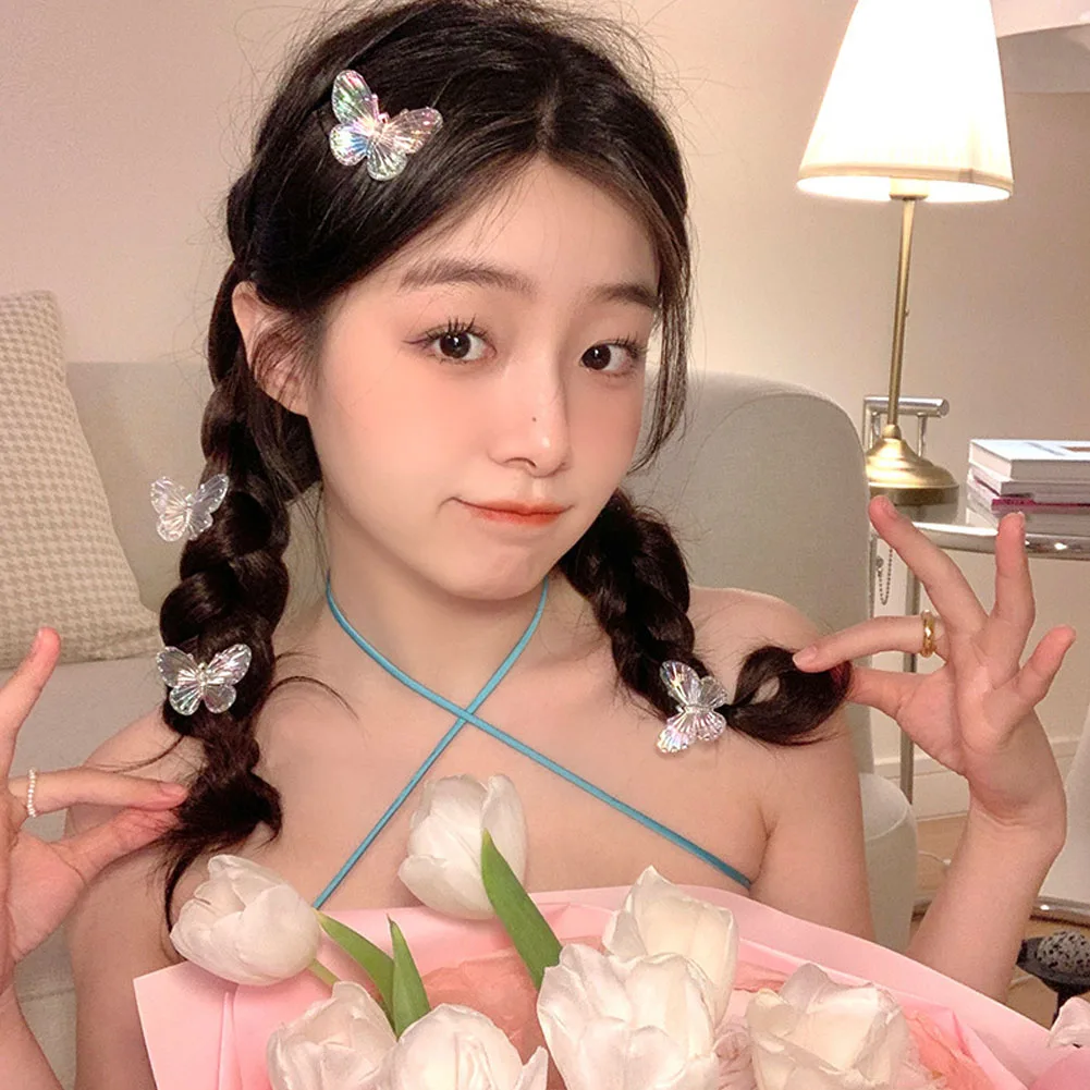 

5Pcs/Pack New Small Butterfly Hair Claw Transparent Hairpin Resin Hair Clips Sweet for Women Set Hair Accessories Acrylic Crab