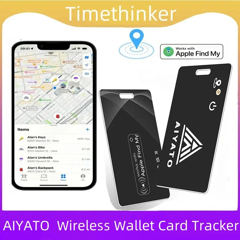 Фото AIYATO Ультратонкий кошелек-карта Airtag Bluetooth GPS-трекер Смарт-тег работает с Apple Find My APP Air Tags Местоположение для IOS №1