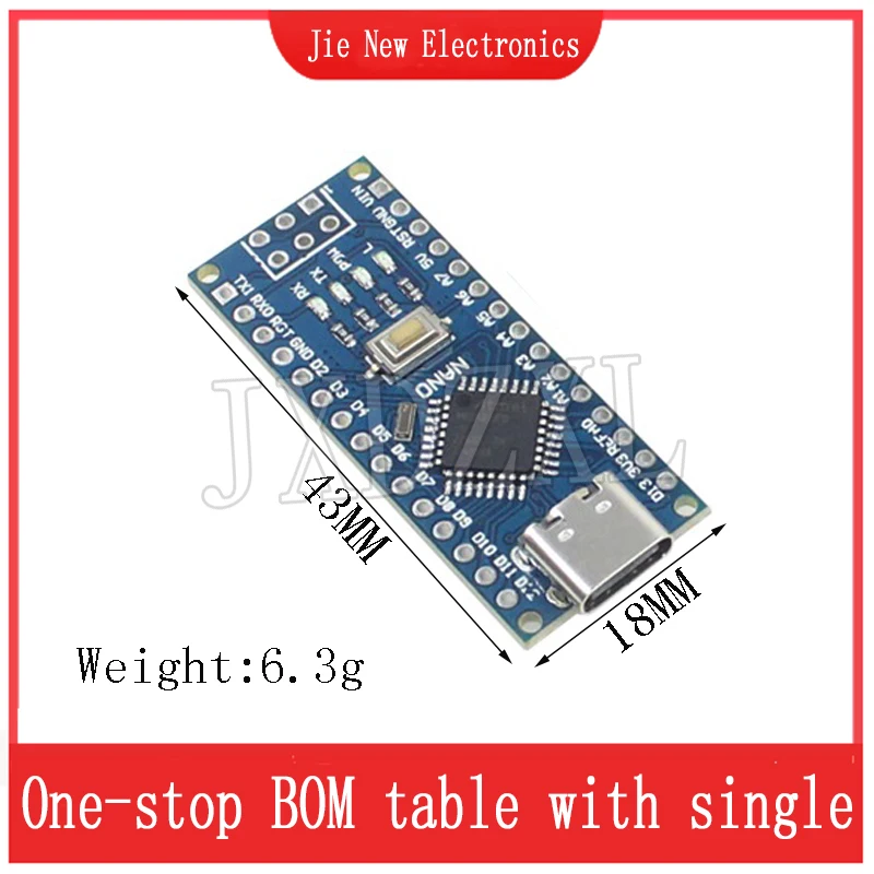 Фото Type-C USB Nano 3.0 с загрузчиком, совместимый контроллер Nano 3.0 для Arduino CH340, USB-драйвер, 16 МГц, оригинальная микросхема ATMEGA328P №4
