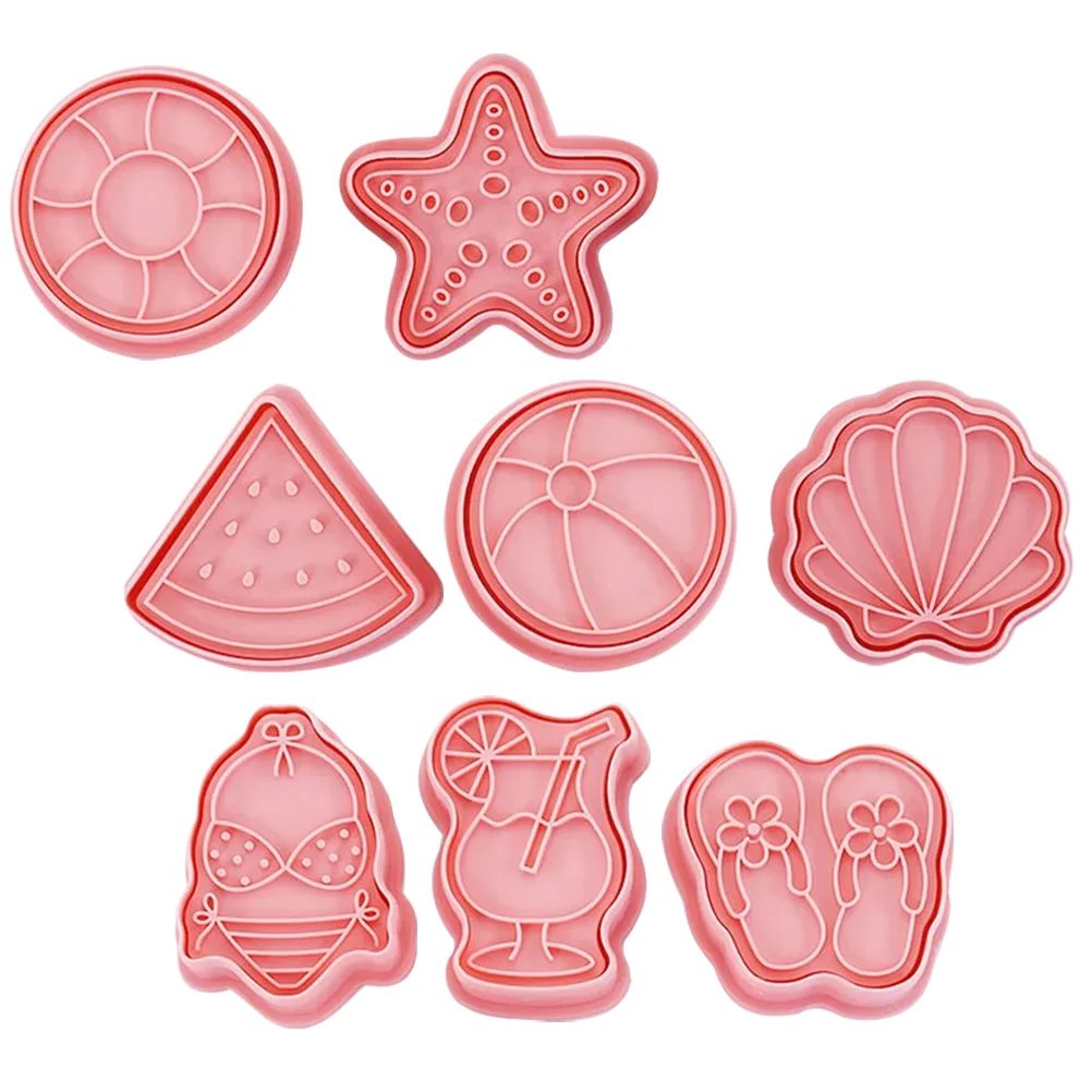 

Summer Cookie Cutters Baking Stamps Making Molds Hawaiian Silicone Cookies Cartoon