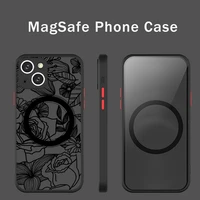 flower hollow three dimensional 3d line phone case for iphone 13 12 mini pro max matte transparent super magnetic magsafe cover