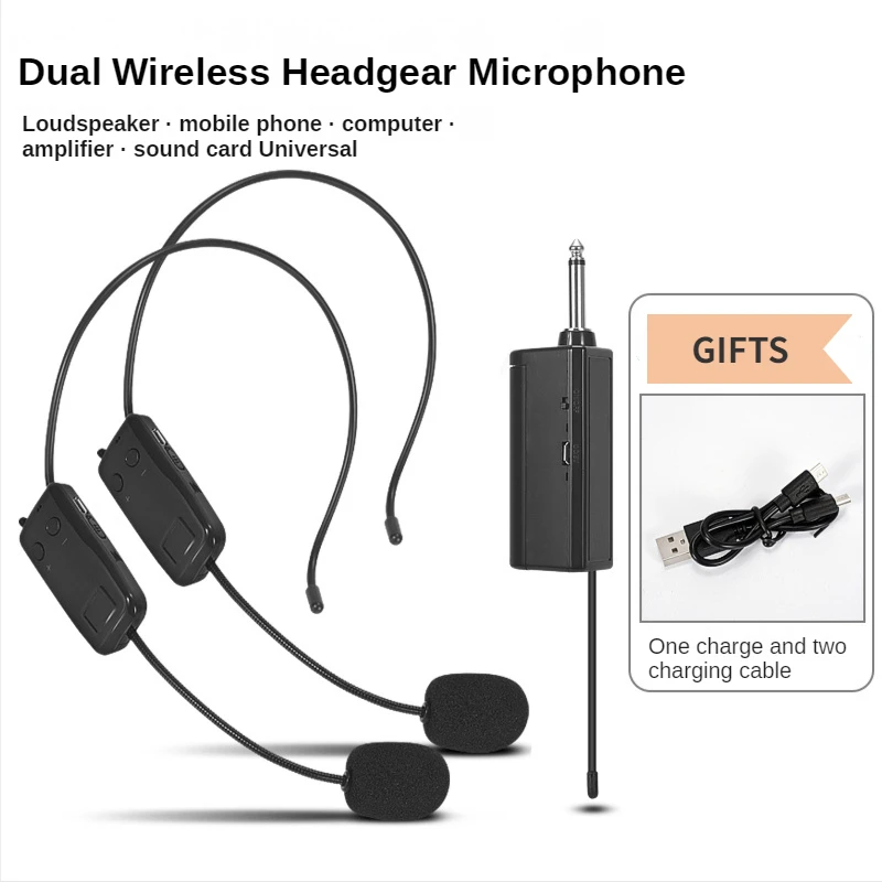 

2.4G Wireless Microphone Megaphone Headset Radio Mic With 3.5mm To 6.5mm Adapter/Headset Mic Transmitter For Teaching Tour Guide