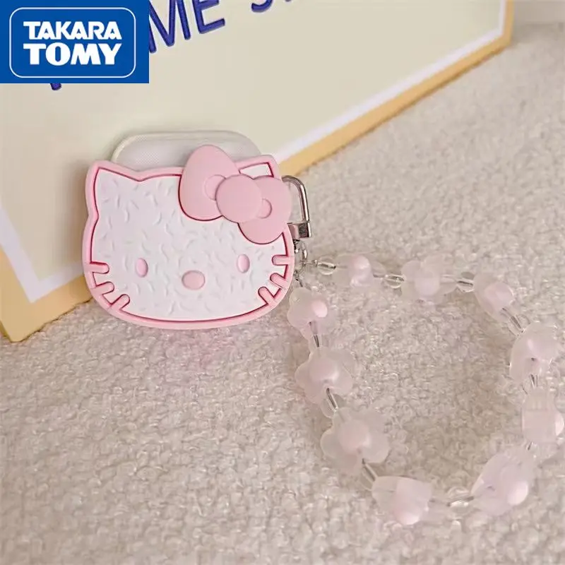 

TAKARA TOMY Stereo Hello Kitty Sweet Chain Portable Wireless Headphone Cover for AirPods 1 2 3 Pro Bluetooth Headphone Cover